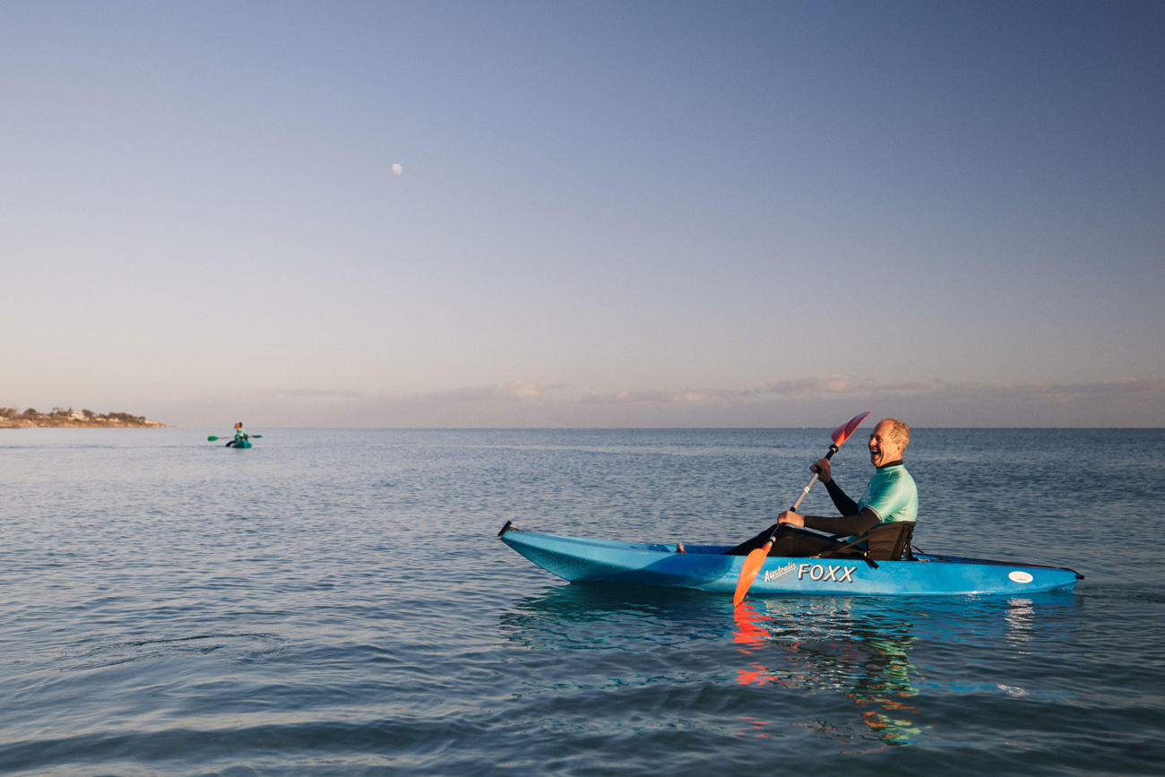 Early morning kayak under the moon