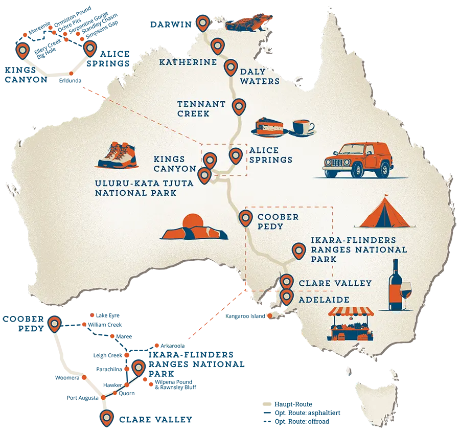 Offroad-Route auf dem Explorers Way für einen abenteuerlichen Australien-Roadtrip